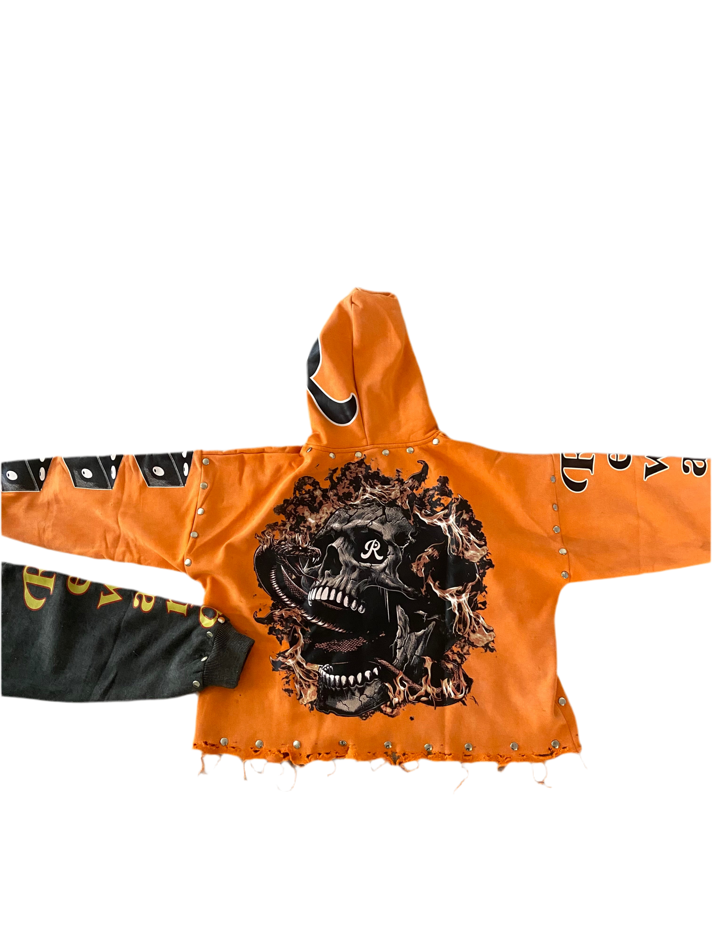 R&R Orange Skull Hoodie